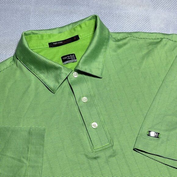 Nike Tiger Woods Collection Green Grid Striped Golf Polo Shirt‎ Size Large - Picture 1 of 10